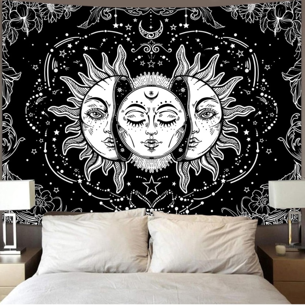 Lifeella Black and White Sun and Moon Tapestry